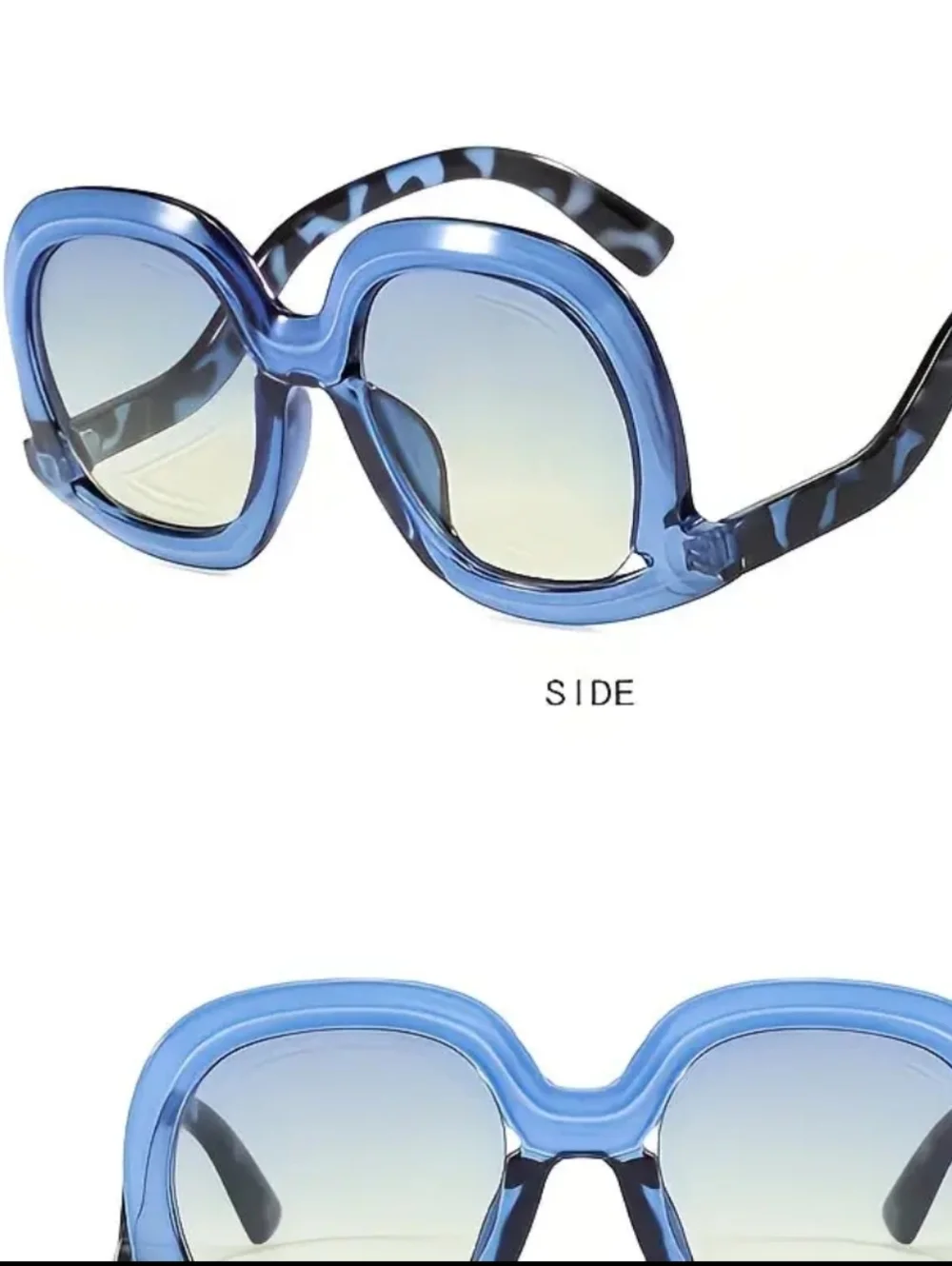 Blue Oversized Round Tortoise Arm Sunglasses